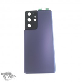 Vitre arrière + lentille caméra violet compatible pour Samsung Galaxy S21 Ultra (G998B)