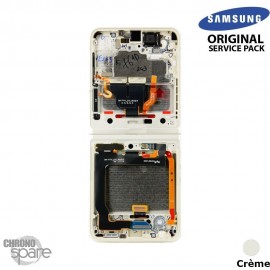 Ecran OLED + Vitre Tactile + châssis crème Samsung Galaxy Z Flip 3 5G F711B (officiel)