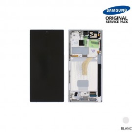 Ecran LCD + Vitre Tactile + châssis Blanc Samsung Galaxy S22 Ultra S908B (officiel) Sans Batterie sans batterie 