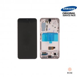 Ecran LCD + Vitre Tactile + châssis rose Samsung Galaxy S22 S901B (officiel) Sans Batterie 