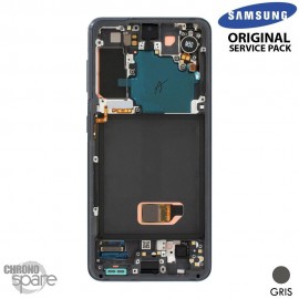 Ecran LCD + Vitre Tactile + châssis Gris Samsung Galaxy S21 G991B (officiel) Sans Batterie