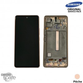 Ecran LCD + Vitre Tactile + châssis pêche (orange) Samsung Galaxy A53 5G A536B (officiel) Sans Batterie 