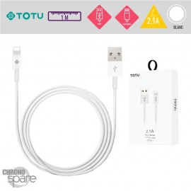 Câble USB vers Lightning 10W-2,1A blanc 1M TOTU