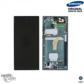 Ecran LCD + Vitre Tactile + châssis Vert Samsung Galaxy S22 Ultra S908B (officiel) Sans Batterie sans batterie 