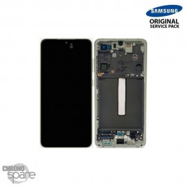 Ecran LCD + Vitre Tactile + châssis olive Samsung Galaxy S21 FE G990B (officiel) Sans Batterie
