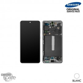 Ecran LCD + Vitre Tactile + châssis blanc Samsung Galaxy S21 FE G990B (officiel) Sans Batterie