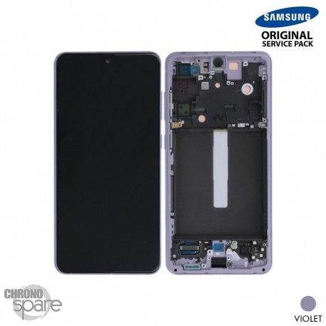 Ecran LCD + Vitre Tactile + châssis violet Samsung Galaxy S21 FE G990B (officiel) Sans Batterie