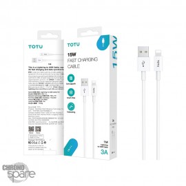 Câble USB vers Lightning 15W-3A blanc 1M TOTU