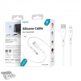 Câble USB vers Lightning 2.4 A 12W blanc 1M TOTU