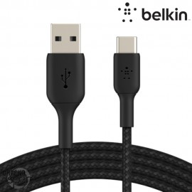 Câble à gaine tressée USB-A vers USB-C (15W) 3m - Noir (Officiel), BELKIN