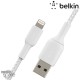 Câble à gaine tressée USB-A vers Lightning (12W) 15cm - Blanc (Officiel) BELKIN 