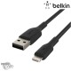 Câble à gaine tressée USB-A vers Lightning (12W) 1m - Noir (Officiel) BELKIN 