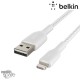 Câble à gaine tressée USB-A vers Lightning (12W) 1m - Blanc (Officiel) BELKIN 