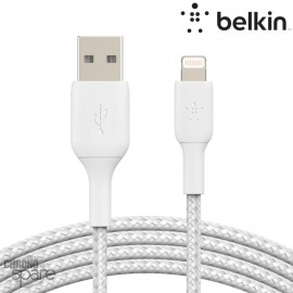 Câble à gaine tressée USB-A vers Lightning (12W) 2m - Blanc (Officiel) BELKIN 