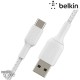 Câble à gaine tressée USB-A vers USB-C (15W) 3m - Blanc (Officiel) BELKIN