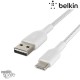 Câble à gaine tressée USB-A vers USB-C (15W) 15cm - Blanc (Officiel) BELKIN