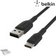 Câble à gaine tressée USB-A vers USB-C (15W) 3m - Noir (Officiel), BELKIN