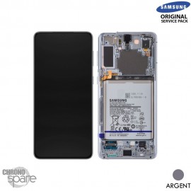 Ecran LCD + Vitre Tactile + châssis Argent Samsung Galaxy S21 Plus G996B (officiel) Avec Batterie 