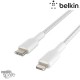 Câble à gaine tressée USB-C vers lightning (18W) 2m - Blanc (Officiel) BELKIN