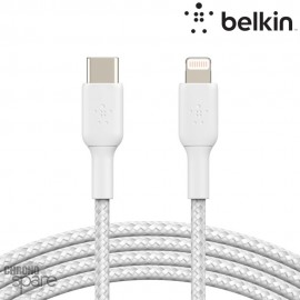 Câble à gaine tressée USB-C vers lightning (18W) 1m - Blanc (Officiel) BELKIN