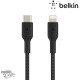 Câble à gaine tressée USB-C vers lightning (18W) 2m - Noir (Officiel) BELKIN