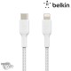 Câble à gaine tressée USB-C vers lightning (18W) 2m - Blanc (Officiel) BELKIN