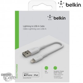 Câble USB-A vers Lightning (12W) 15cm - Blanc (Officiel) BELKIN 