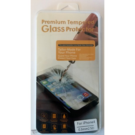 Vitre de protection en verre trempé iPhone 4/4s avec Boîte