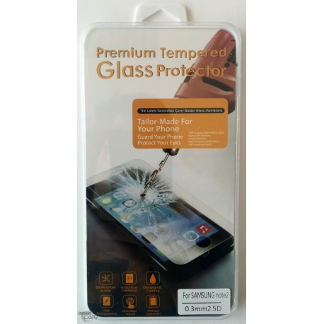 Vitre de protection en verre trempé Samsung Note 2 avec Boîte