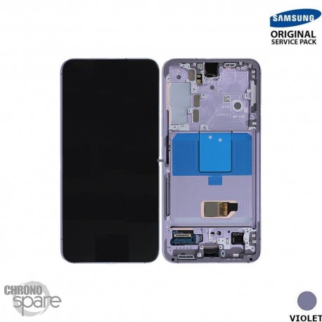 Ecran LCD + Vitre Tactile + châssis Lavande Samsung Galaxy S22 S901B (officiel) Sans Batterie 