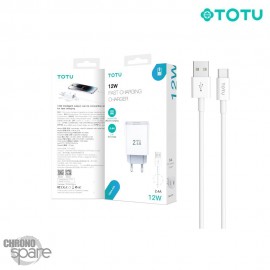 Chargeur secteur 2 USB 12W TOTU + 1 câble USB-C 