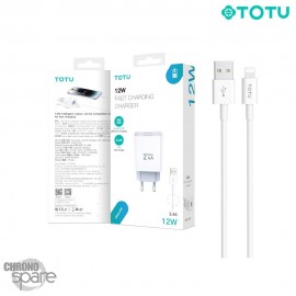Chargeur secteur 12W 2 USB + 1 câble lightning TOTU
