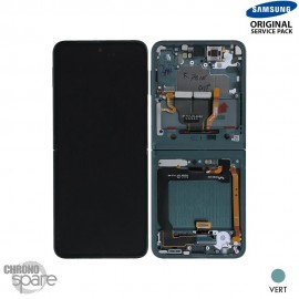 Ecran OLED + Vitre Tactile + châssis Vert Samsung Galaxy Z Flip 3 5G F711B (officiel)