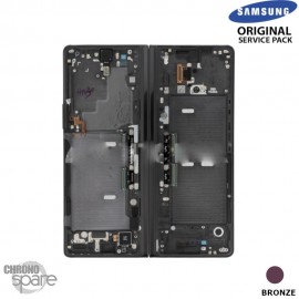 Ecran OLED + Vitre Tactile + châssis Bronze (Charnière Or) Samsung Galaxy Z Fold 2 F916B (officiel)