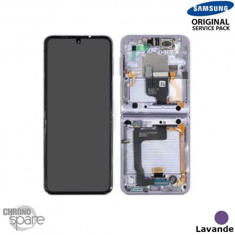 Ecran OLED + Vitre Tactile + châssis Lavande Samsung Galaxy Z Flip 4 5G F721B (officiel)