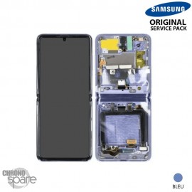 Ecran OLED + Vitre Tactile + châssis Bleue Samsung Galaxy Z Flip 4 5G F721B (officiel)
