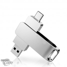 Clé USB 32Go double ports (USB-C et USB-A) Argent