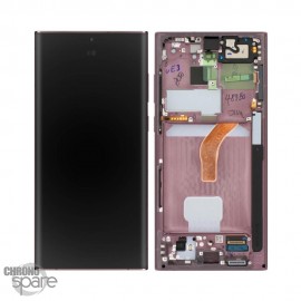 Ecran OLED + Vitre Tactile + Châssis Bordeaux Samsung Galaxy S22 Ultra 5G (G908B)