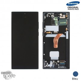 Ecran OLED + Vitre Tactile + châssis Bleu Samsung Galaxy S22 Ultra S908B (officiel) Sans Batterie 