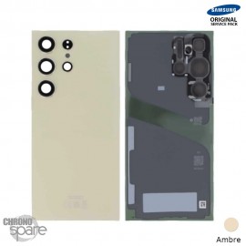 Vitre arrière + lentille caméra Ambre Titane Samsung Galaxy S24 Ultra (Officiel)