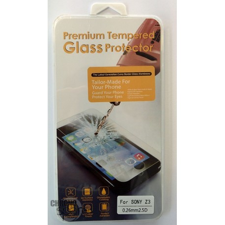 Vitre de protection en verre trempé Sony Z3 avec Boîte