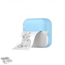Mini Imprimante thermique portable bleue + 1 rouleau de papier