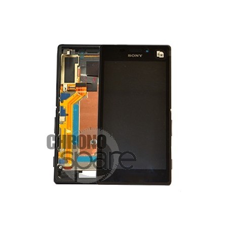 Ecran LCD + Vitre tactile noire + châssis Sony Xperia M2 Aqua (officiel)