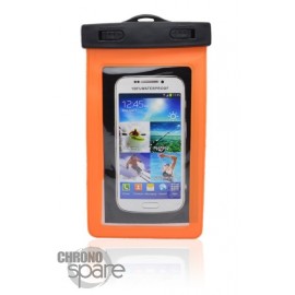 Pochette étanche orange pour smartphone 5.8 pouces