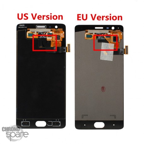 Ecran LCD et Vitre Tactile Noir OnePlus 3 (KM05 Rev 1.3)